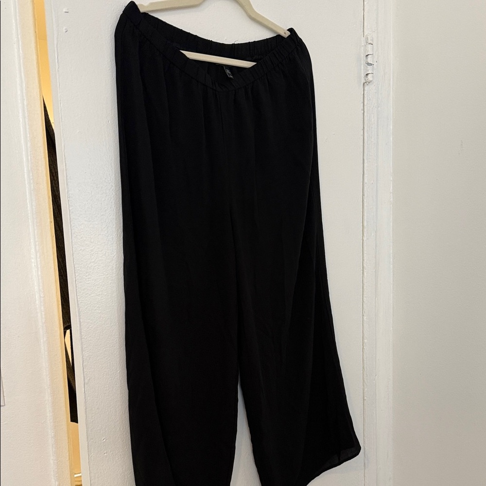 Eileen Fisher silk Black Wide-Leg Pants